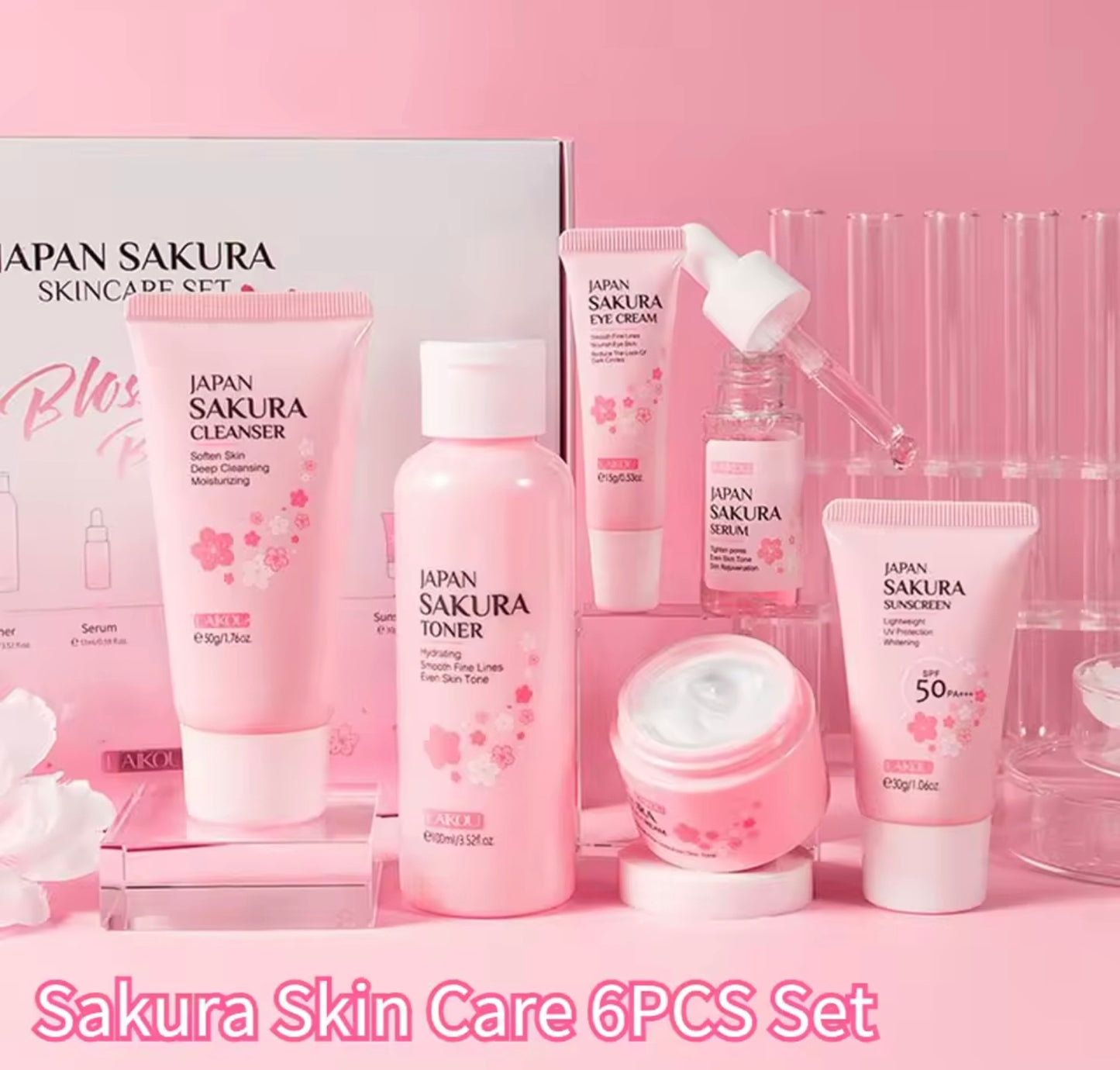 🌸 Sakura Bloom Skincare Set – 6-Step Ritual for Hydrated, Glowing Skin 🌸