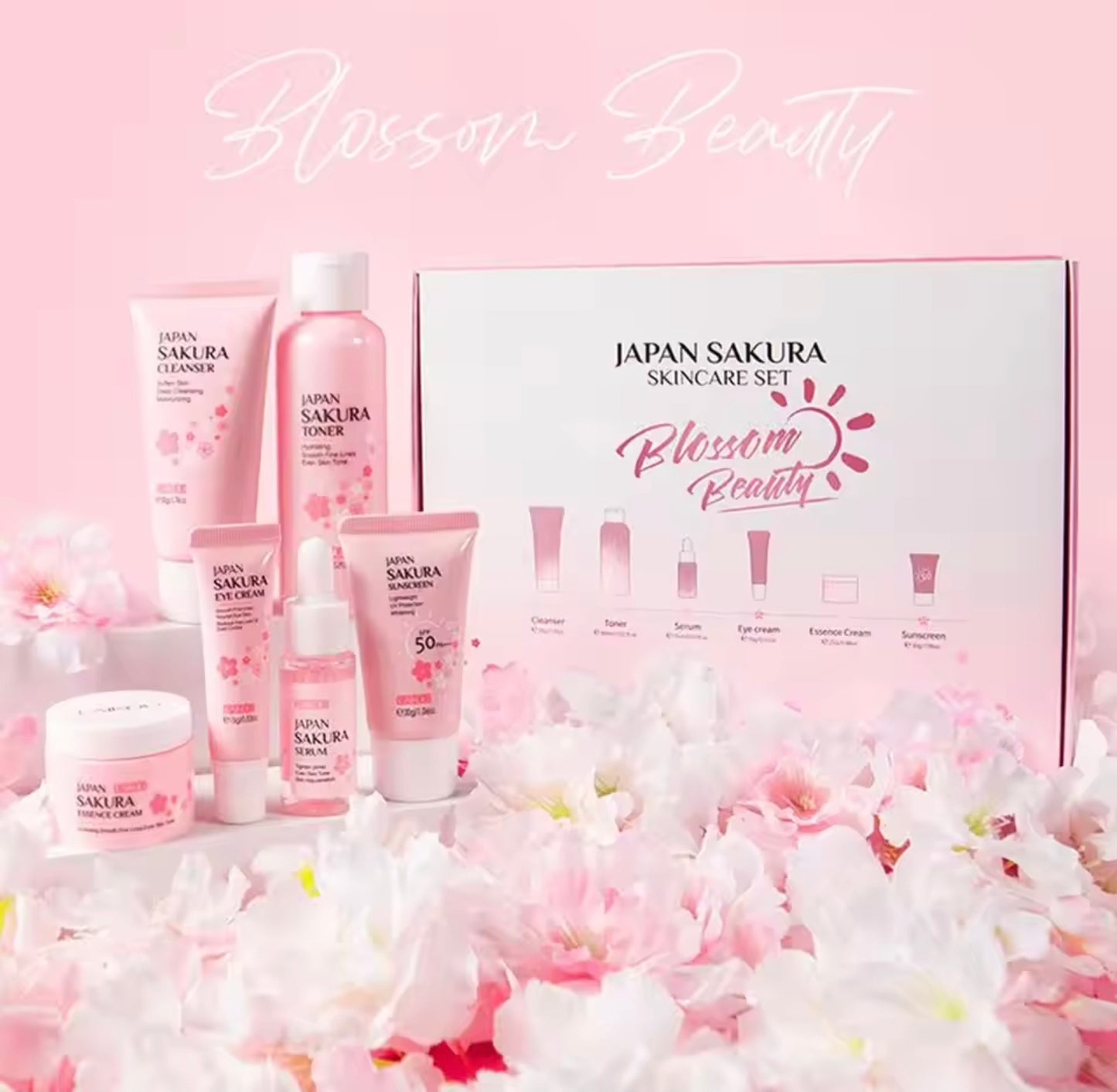 🌸 Sakura Bloom Skincare Set – 6-Step Ritual for Hydrated, Glowing Skin 🌸