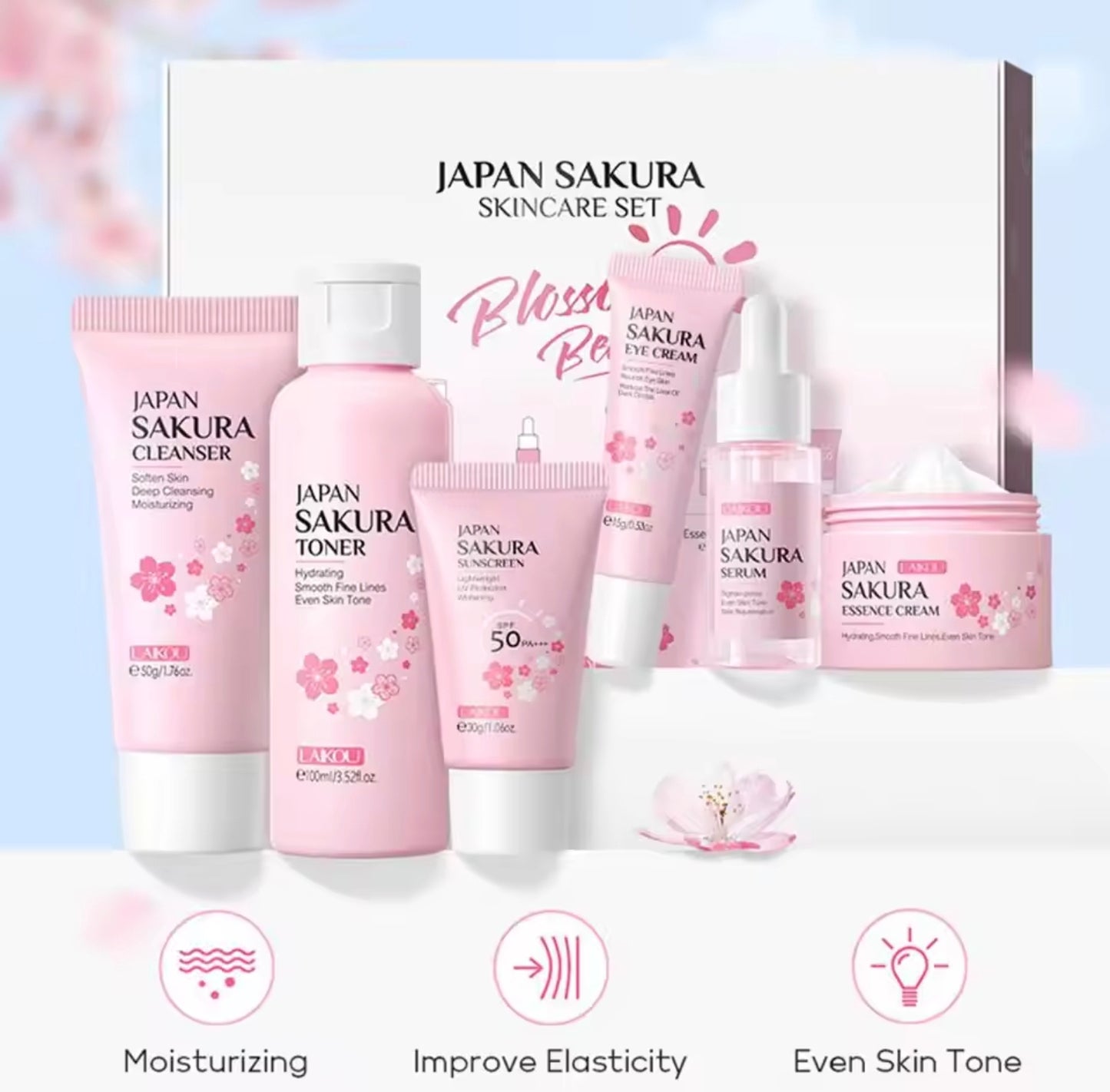 🌸 Sakura Bloom Skincare Set – 6-Step Ritual for Hydrated, Glowing Skin 🌸